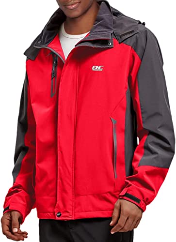 Diamond Candy Men Casual Hooded Rain Jacket-Diamond Candy lightweight Waterproof Softshell Raincoat Outdoor Sportswear Red XX-Large - Image 5