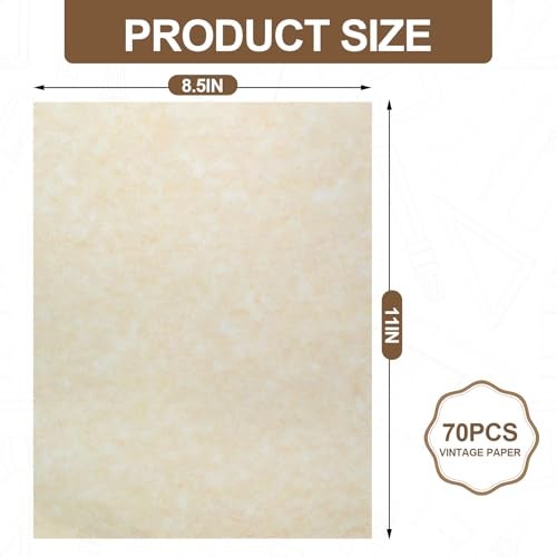AZUREAL 70PCS Certificate Paper, 8.5 x 11 in Parchment Printer Paper, Double-Sided Stationery Paper for Resumes, Diplomas, Award, Art, Craft, Certificate Antique - Image 2
