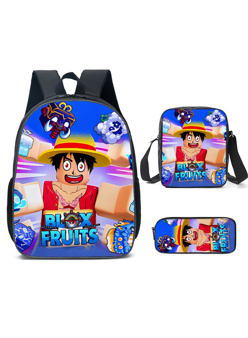 3 pcs set ROBLOX blox fruits Children Backpack Daypack Schoolbag Girls Boys School Book bag with Lunch Box Pen Case - Image 1