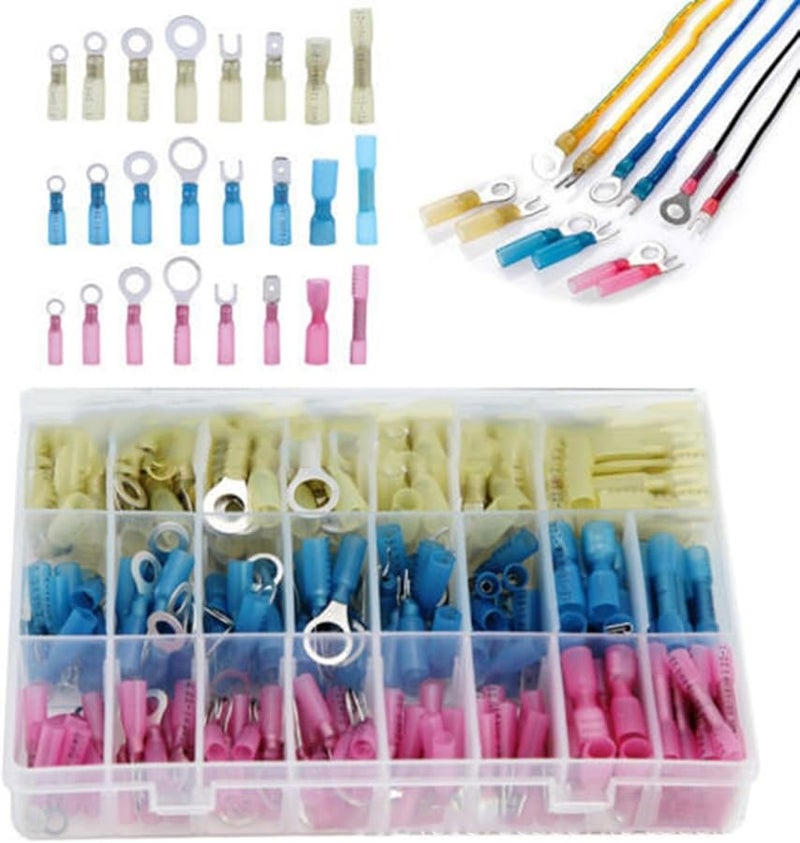 Waterproof Heat Shrink Wire Connectors Kit 250 PCS Ring Fork Spade Terminal Assortment - Image 5