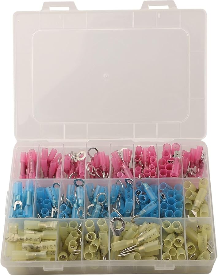 Waterproof Heat Shrink Wire Connectors Kit 250 PCS Ring Fork Spade Terminal Assortment - Image 1