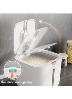 Reelyo Household Rice Bucket, Clear Plastic Grain Bucket, Sealed Grain Storage Bucket with Measuring Cup, Kitchen Multi-Grain Container  - Image 3