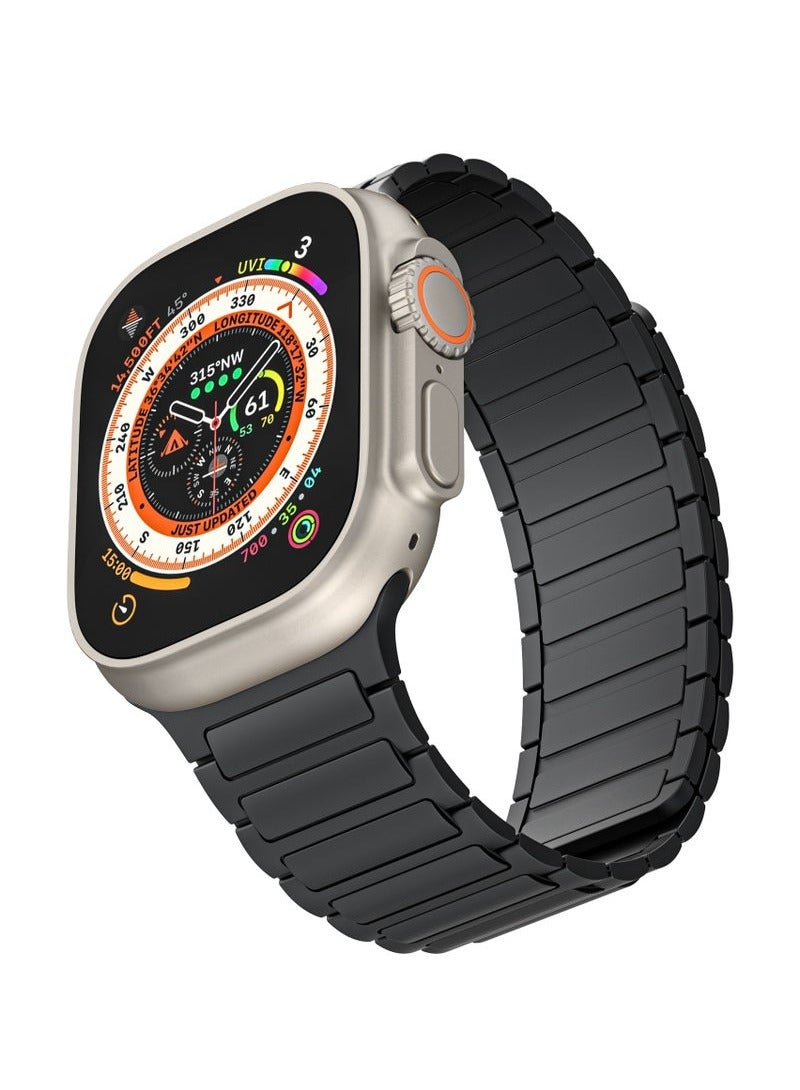 Magnetic Silicone Band for Apple Watch Ultra Ultra2/ 9 8 7 6 5 4 3 2 1 SE,Soft Silicone Waterproof Strap Wristbands Compatible with iWatch Apple Watch Series Ultra 49mm 45mm 44mm 42mm Women Men - Image 2