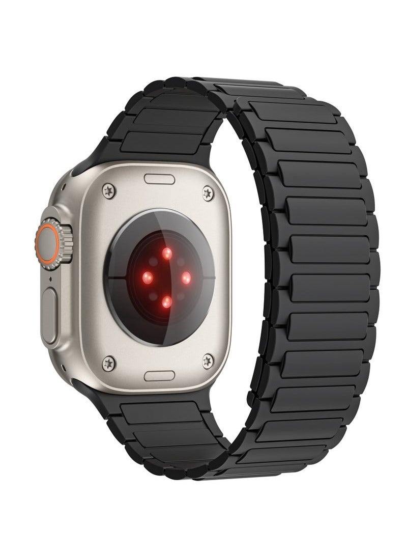 Magnetic Silicone Band for Apple Watch Ultra Ultra2/ 9 8 7 6 5 4 3 2 1 SE,Soft Silicone Waterproof Strap Wristbands Compatible with iWatch Apple Watch Series Ultra 49mm 45mm 44mm 42mm Women Men - Image 3