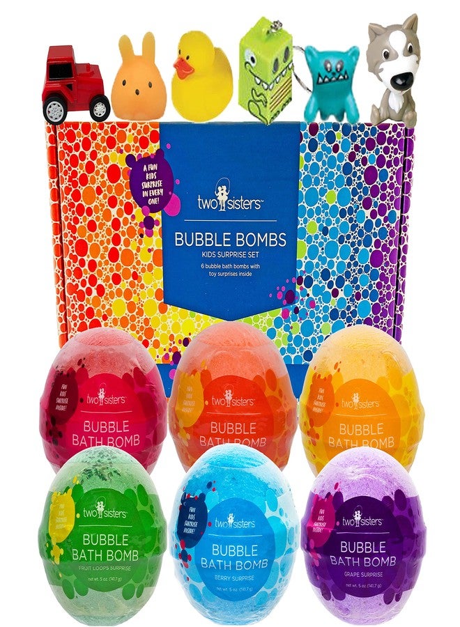 Two Sisters Kids Bath Bombs with Surprise Toys Inside (6 Pack) - Releases Color & Bubbles, Won’t Stain Tub, Moisturizing, Large Bubble Bomb, USA Made - Ideal Gift for Girls & Boys by Two Sisters - Image 1