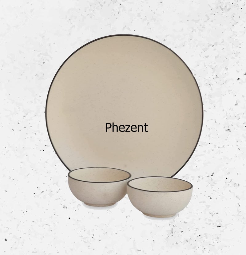 Phezent أطباق سيراميك مات بيضاء من فازنت للعشاء مع كاتوري (4 قطع، 2 طبق عشاء، 2 وعاء كاتوري آمنة في غسالة الصحون والميكروويف) - أطقم عشاء سيراميك، أطقم أطباق، أطقم أدوات مائدة - Image 2