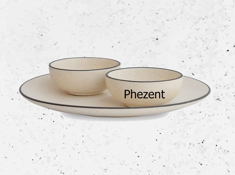 Phezent أطباق سيراميك مات بيضاء من فازنت للعشاء مع كاتوري (4 قطع، 2 طبق عشاء، 2 وعاء كاتوري آمنة في غسالة الصحون والميكروويف) - أطقم عشاء سيراميك، أطقم أطباق، أطقم أدوات مائدة - Image 4