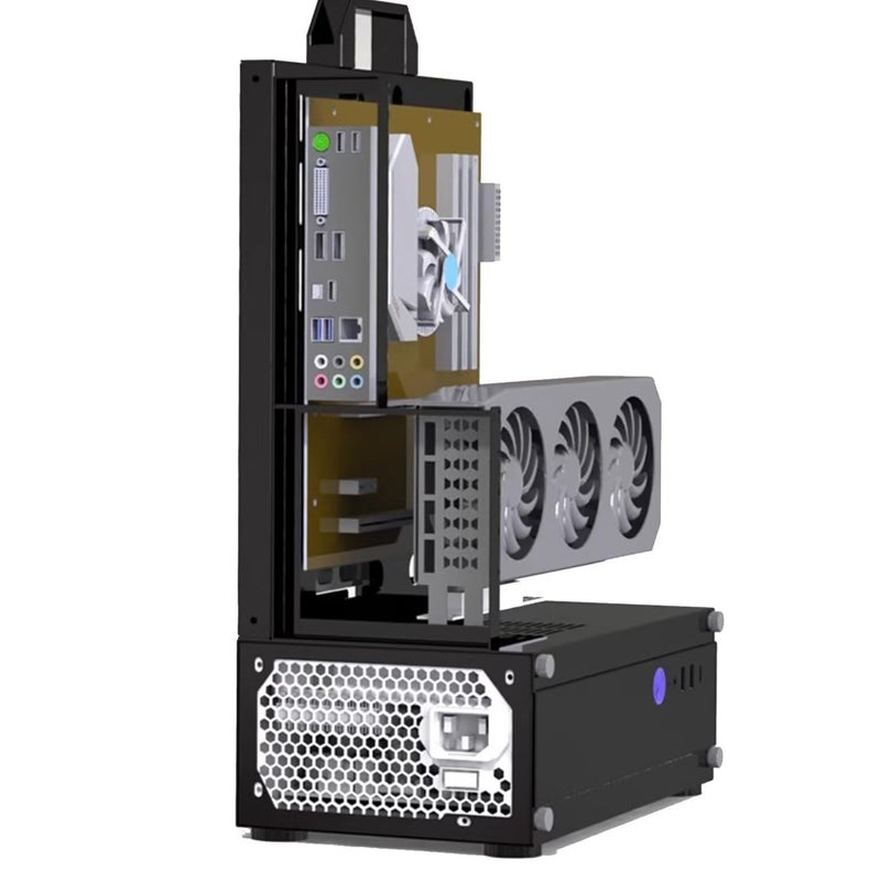 Yoqanr PC Test Bench ATX Case Open Frame Computer Case, Upgraded Version Portable Chassis Bracket, Zinc Coated Steel Cases Shell, Support Installation ITX/MATX/ATX Motherboards(Black) - Image 4