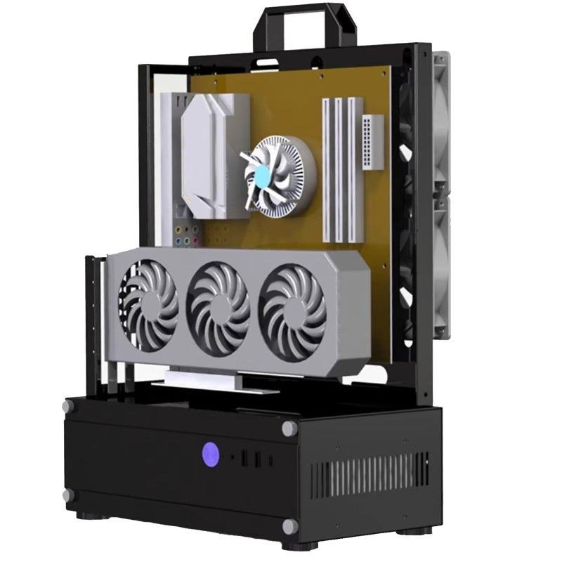 Yoqanr PC Test Bench ATX Case Open Frame Computer Case, Upgraded Version Portable Chassis Bracket, Zinc Coated Steel Cases Shell, Support Installation ITX/MATX/ATX Motherboards(Black) - Image 3