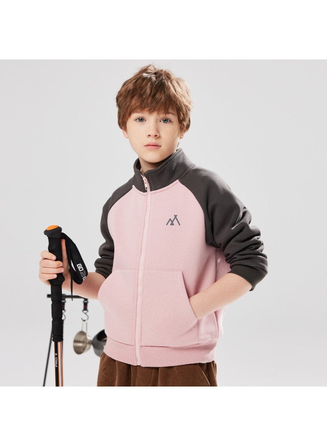 مكد 【بطانة من الفرو وسميك】 زي مدرسي أساسي للأطفال سترة ياقة واقفة للأولاد والبنات، ملابس خارجية ذات قلنسوة لمنتصف الطفولة في الخريف والشتاء - Image 4