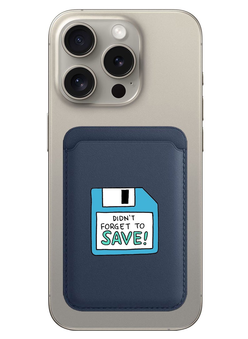 Theodor Magnetic Wallet, Compatible with MagSafe Wallet, for iPhone Wallet, for iPhone 16/15/14/13/12 Series, Not for iPhone 13/12 mini, 3 Card Holder, Vegan Leather, Navy - Forget to save - Image 1