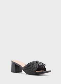 ELLA Rafia Tassel Detail Block Heel Sandal  - Image 2
