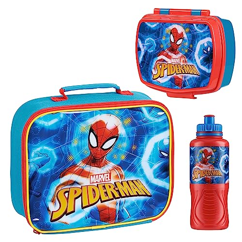 Marvel Spiderman 3Piece Kids Lunch Box Set Insulated Bag Snack Box BPAFree 145 fl oz Water Bottle Gifts for Kids Boys Multicolor Spiderman - Image 1