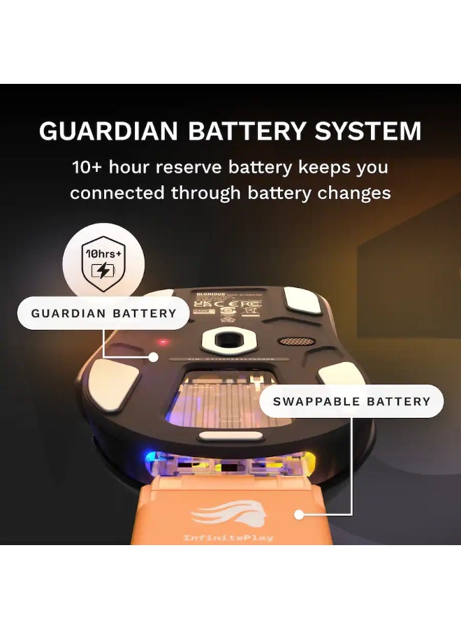 Glorious - Model D3 Lightweight Wireless Optical Gaming Mouse with InfinitePlay Swappable Battery System & Charging Base Station - Wireless - Black - Image 3