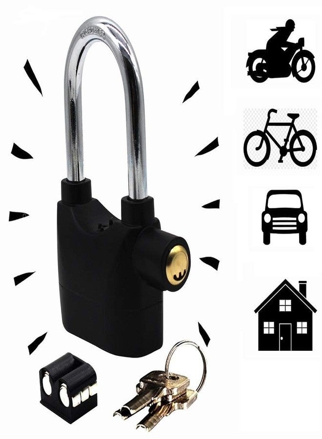 STARFLYER Door Alarm Pad Lock for Home Safety, Bike, Bicycle | Waterproof Anti Theft Motion Sensor Siren 110DBA Security Lock for Universal Use | Thickened Shackle Lock with 3 Keys - Black - Image 1