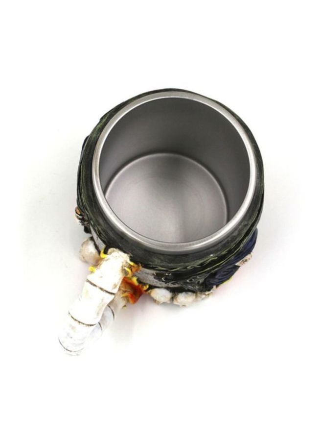 Voberry 3D Tankard Viking Skull Death Double Wall Coffee Mug Grey/Blue/White 16x10x12cm - Image 3