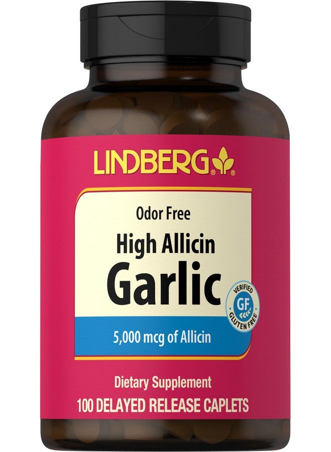 Lindberg Garlic Supplement 5000mg | 100 Caplets | High Allicin Odorless Garlic | Non-GMO, Gluten Free - Image 1