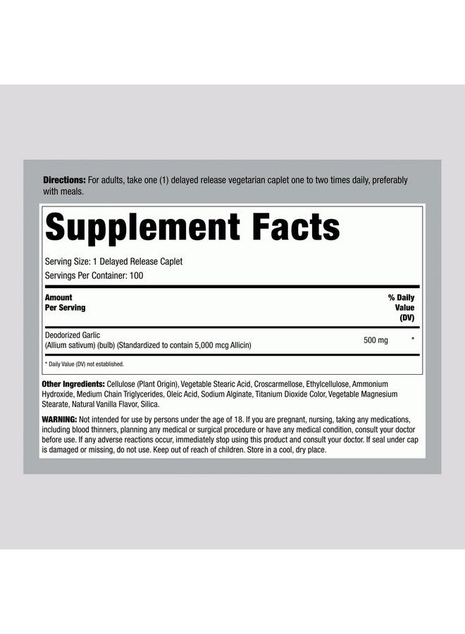 Lindberg Garlic Supplement 5000mg | 100 Caplets | High Allicin Odorless Garlic | Non-GMO, Gluten Free - Image 2