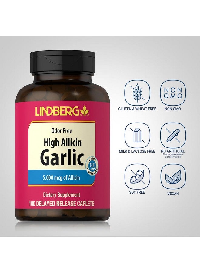 Lindberg Garlic Supplement 5000mg | 100 Caplets | High Allicin Odorless Garlic | Non-GMO, Gluten Free - Image 3
