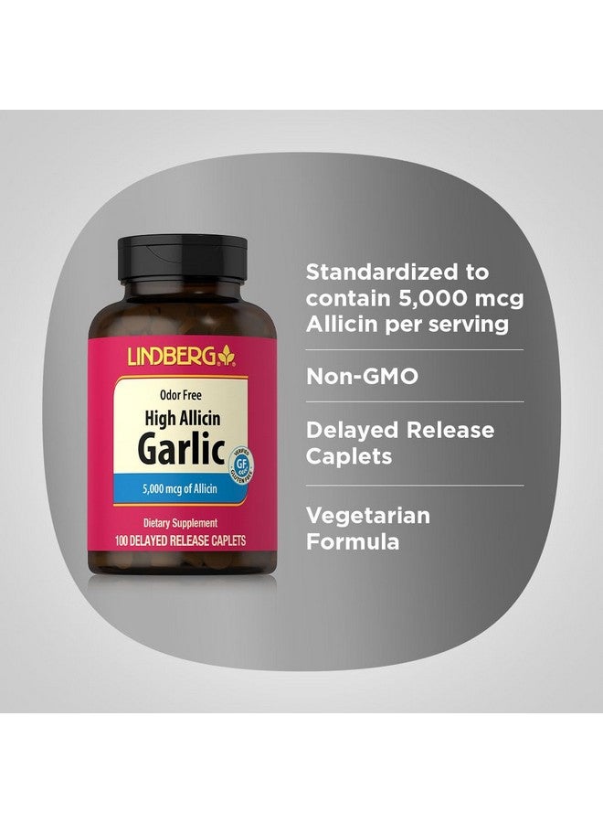Lindberg Garlic Supplement 5000mg | 100 Caplets | High Allicin Odorless Garlic | Non-GMO, Gluten Free - Image 4