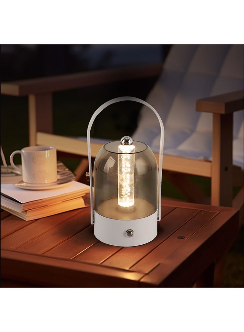 SYOSI Portable LED Lantern, Table Lamp with Handle, Outdoor Battery Lantern, 3-Level Dimmable Touch Lamp with Type-C Charging, Lightweight Portable for Camping Baby Nursery Bathroom Bedroom, White - Image 1