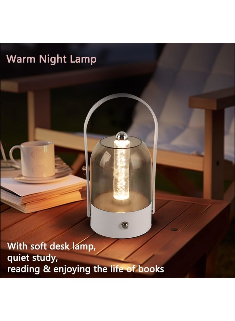 SYOSI Portable LED Lantern, Table Lamp with Handle, Outdoor Battery Lantern, 3-Level Dimmable Touch Lamp with Type-C Charging, Lightweight Portable for Camping Baby Nursery Bathroom Bedroom, White - Image 3