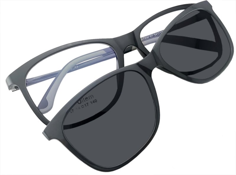 Circleperson Clip on Sunglasses 2 in 1 Magnetic glasses Polarized for Men Women (Glossy black) - Image 2