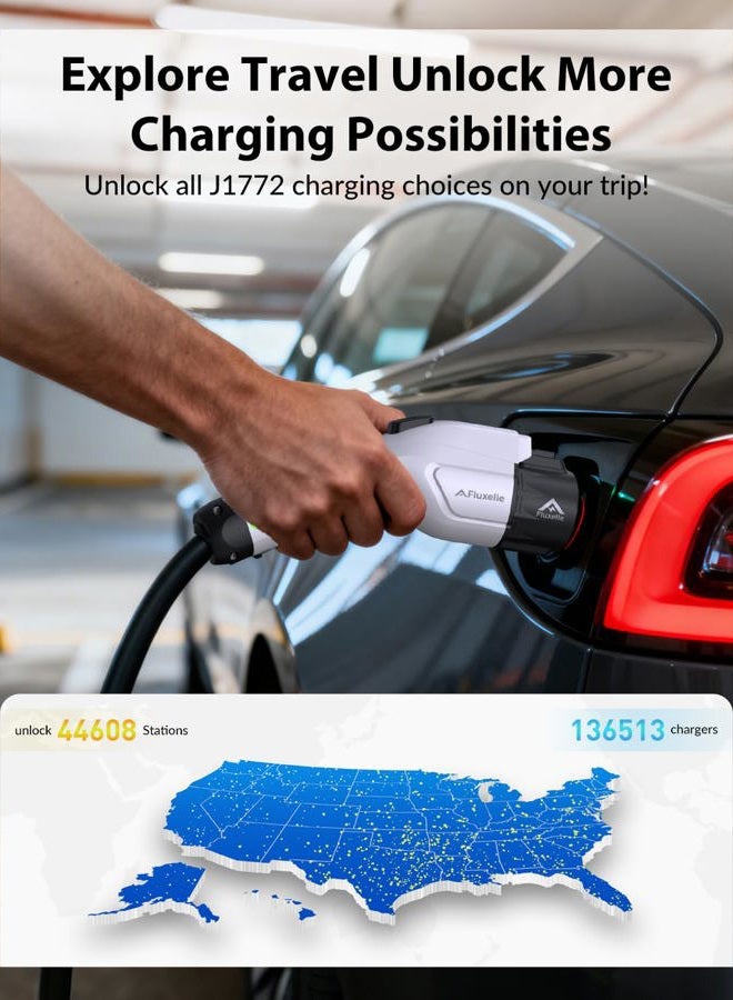 Fluxelle J1772 to Tesla Charger Adapter, Max 80A/250V for Tesla only, Tesla Charging Accessories, Connecting to SAE J1772 Charging Stations, Compatible with Tesla Model Y 3 X S Cybertruck - Image 5
