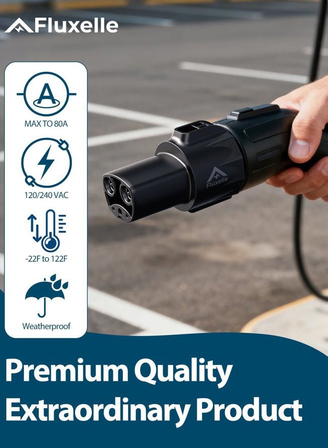 Fluxelle J1772 to Tesla Charger Adapter, Max 80A/250V for Tesla only, Tesla Charging Accessories, Connecting to SAE J1772 Charging Stations, Compatible with Tesla Model Y 3 X S Cybertruck - Image 2