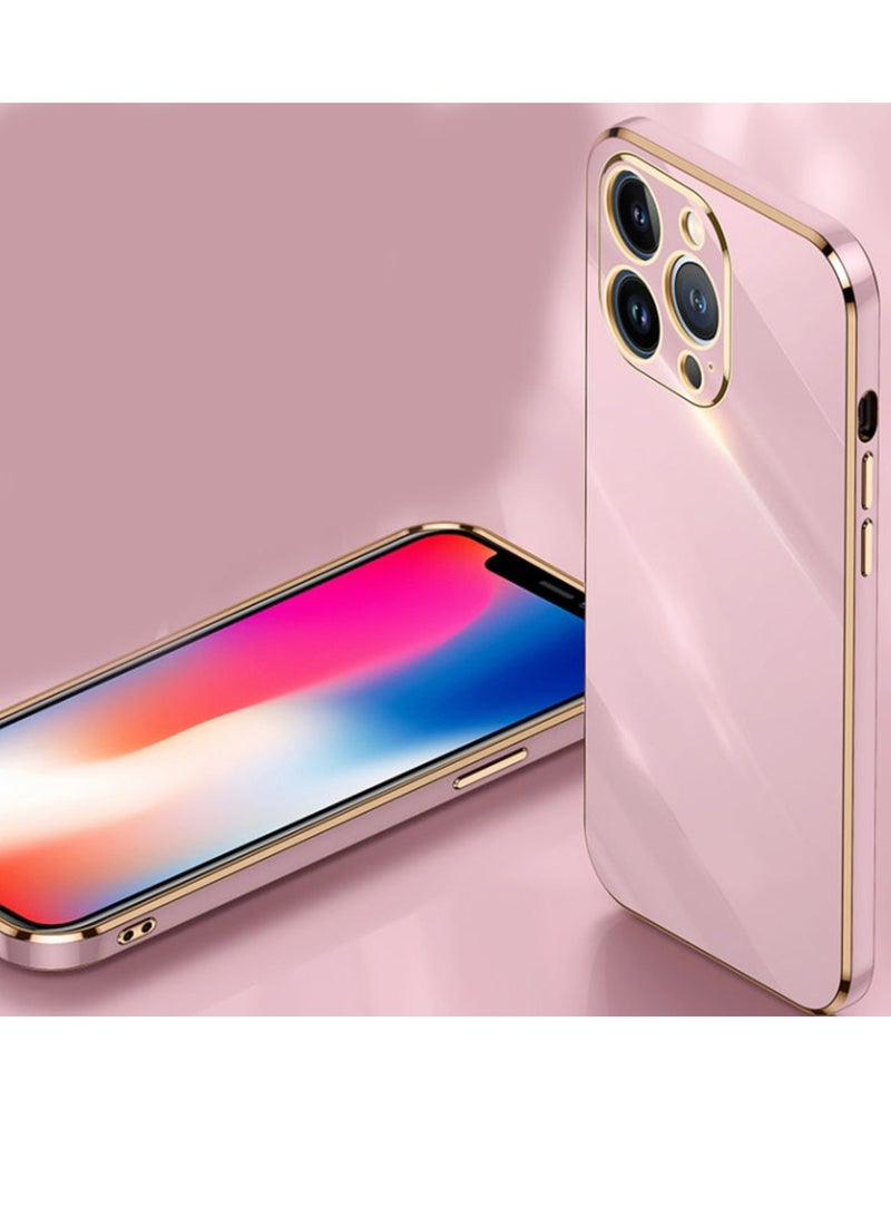 Case For iPhone 13 Pro Straight 6D Plating Gold Edge TPU Shockproof Cover Mint Green