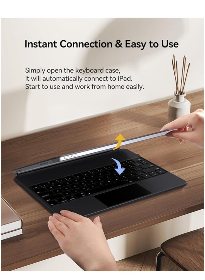 Generic - Arabic and English Magic Keyboard For Ipad 10th Generation 2022 10.9 Inch Magnetic Back Cover Smart Trackpad Backlit Keyboard Wireless Keyboard Case - Image 1