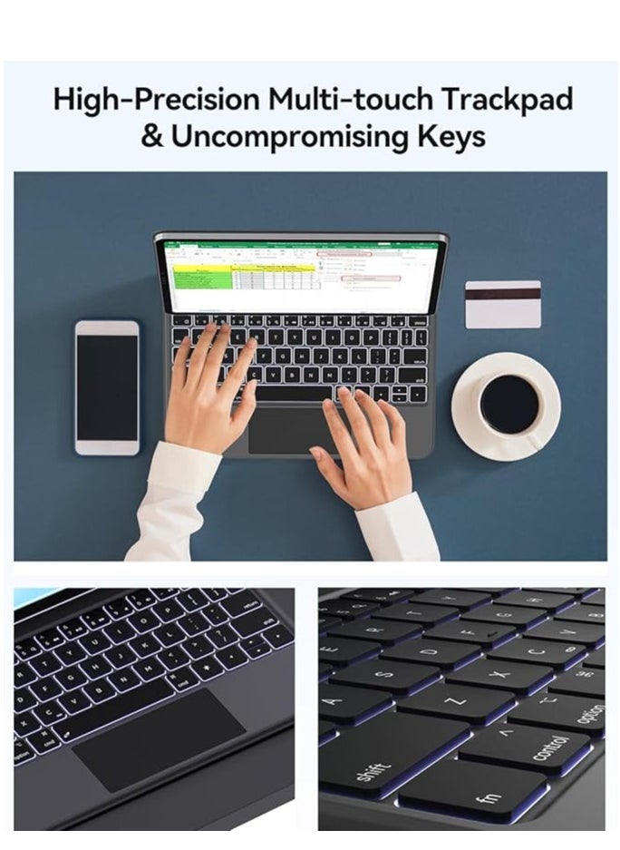 Generic - Arabic and English Magic Keyboard For Ipad 10th Generation 2022 10.9 Inch Magnetic Back Cover Smart Trackpad Backlit Keyboard Wireless Keyboard Case - Image 1