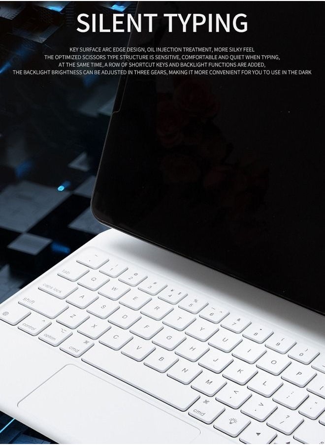 Generic - Arabic and English Magic Keyboard For Ipad 10th Generation 2022 10.9 Inch Magnetic Back Cover Smart Trackpad Backlit Keyboard Wireless Keyboard Case - Image 1