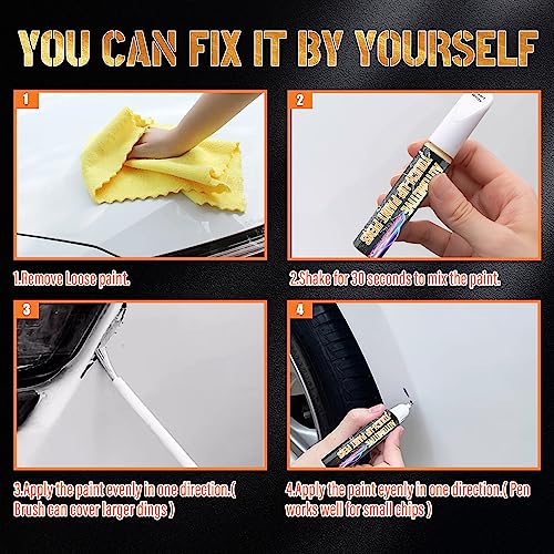 cocomfix طلاء سيارة أبيض لؤلؤي للتصحيح، قلم طلاء أبيض لؤلؤي للتصحيح، إصلاح خدوش السيارة بنظام مزدوج، مزيل خدوش السيارة للأضرار العميقة، طلاء سيارة لغرض خاص - Image 5