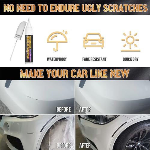 cocomfix طلاء سيارة أبيض لؤلؤي للتصحيح، قلم طلاء أبيض لؤلؤي للتصحيح، إصلاح خدوش السيارة بنظام مزدوج، مزيل خدوش السيارة للأضرار العميقة، طلاء سيارة لغرض خاص - Image 2