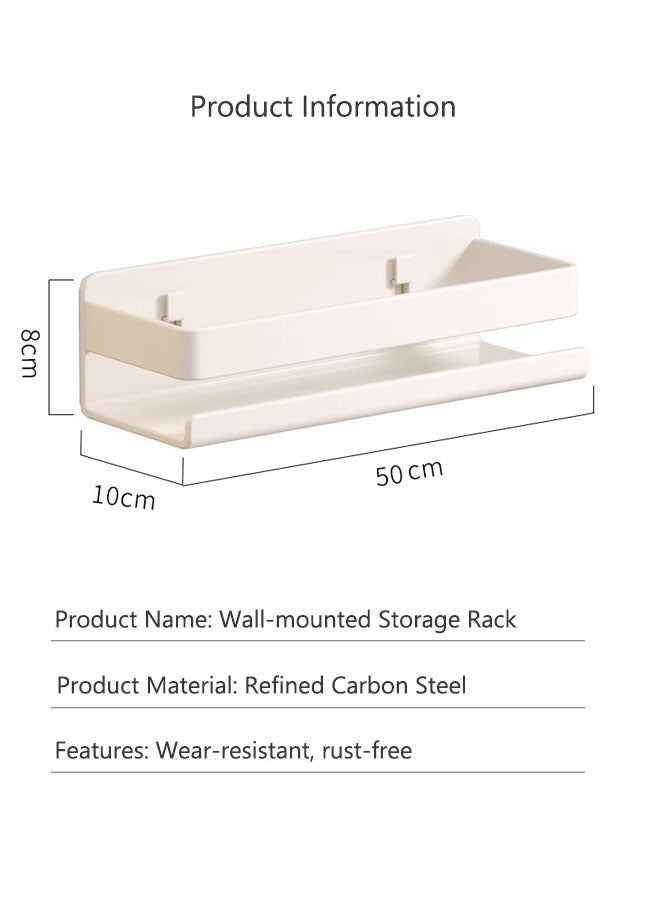 Wall-Mounted Spice Rack,Seasoning Rack,Storage Shelves Wall Spice Jar Storage Rack Kitchen Shelves,No-Punching Required Stainless Steel Storage Shelf,Spice Jar Storage Rack for Kitchen,Shelves for Bathroom 50cm White - Image 2