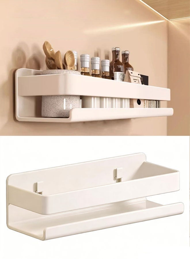 Wall-Mounted Spice Rack,Seasoning Rack,Storage Shelves Wall Spice Jar Storage Rack Kitchen Shelves,No-Punching Required Stainless Steel Storage Shelf,Spice Jar Storage Rack for Kitchen,Shelves for Bathroom 50cm White - Image 1