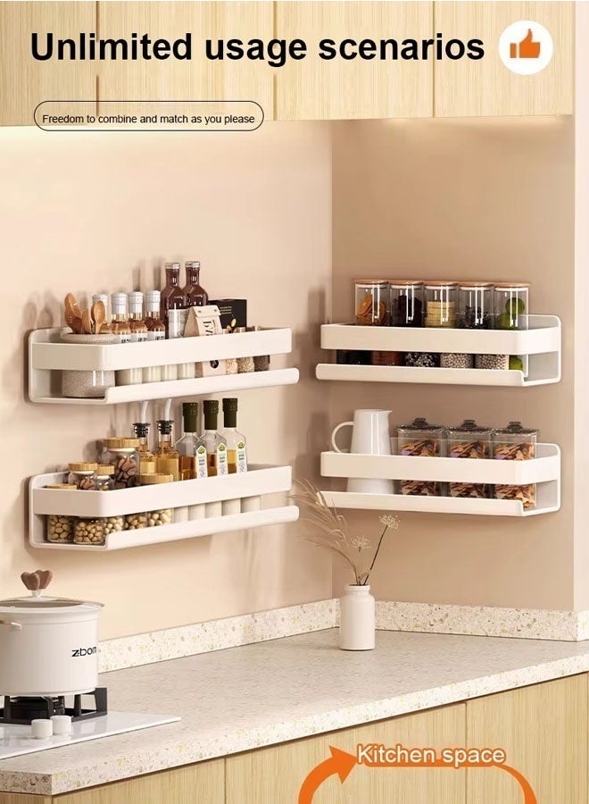 Wall-Mounted Spice Rack,Seasoning Rack,Storage Shelves Wall Spice Jar Storage Rack Kitchen Shelves,No-Punching Required Stainless Steel Storage Shelf,Spice Jar Storage Rack for Kitchen,Shelves for Bathroom 50cm White - Image 3