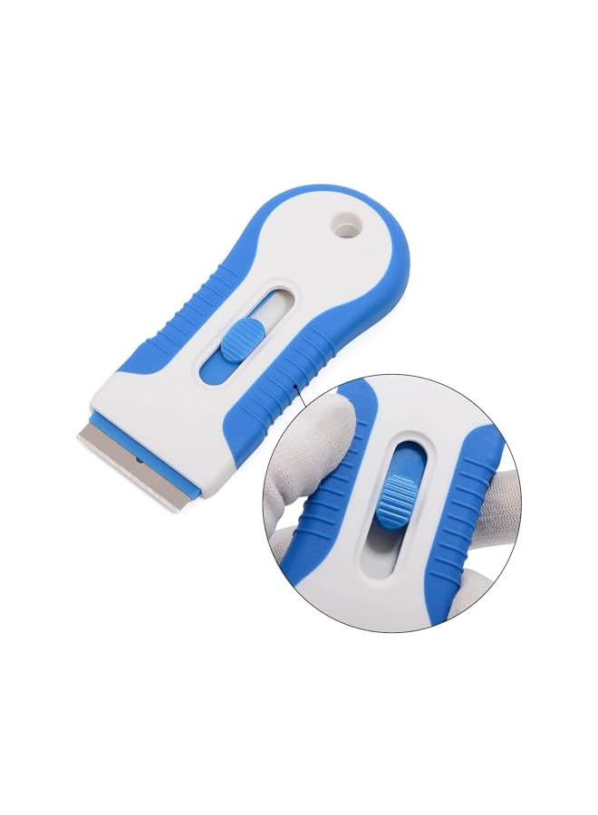 PROMASS Ceramic Scraper,Ceramic Scraper Car Sticker Remover Glass Stove Top Razor Scraper Label,Glue,Paint,Adhesive Remover Tool + 10pcs Stainless Steel Razor Blades (Blue)  - Image 2