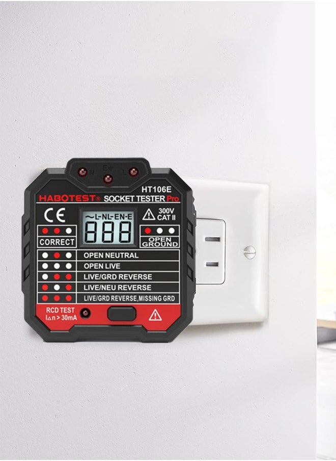 Generic UK Plug Socket Tester, Electrical Outlet Tester with Voltage Display, Circuit Polarity Detector for Fault Diagnosis and Safety Check  - Image 2
