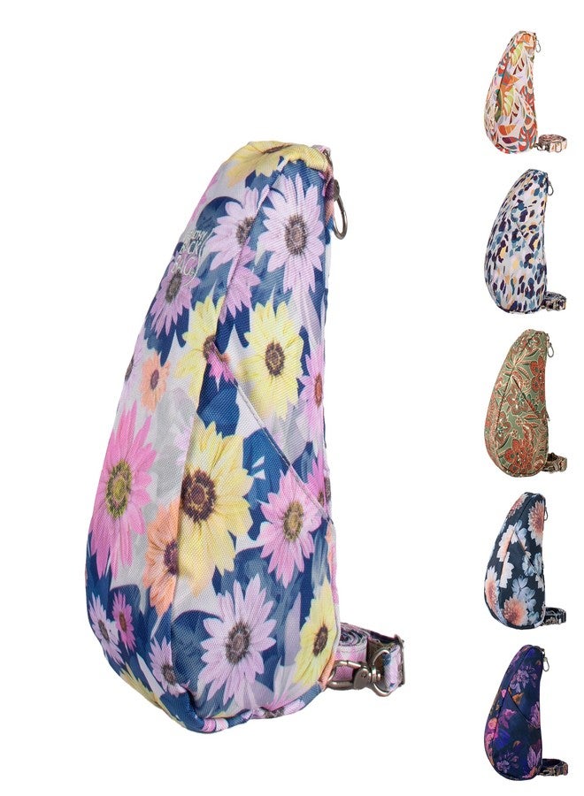 AmeriBag 10" Healthy Back Bag Recycled Poly Print Ergonomic Crossbody Sling Baglett for Everyday Use, Travel & Walking (Serenity) - Image 1