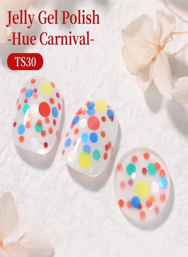 Born Pretty Jelly Milky White Glitter Gel Polish Colorful Polka Dot Sequins - Image 2