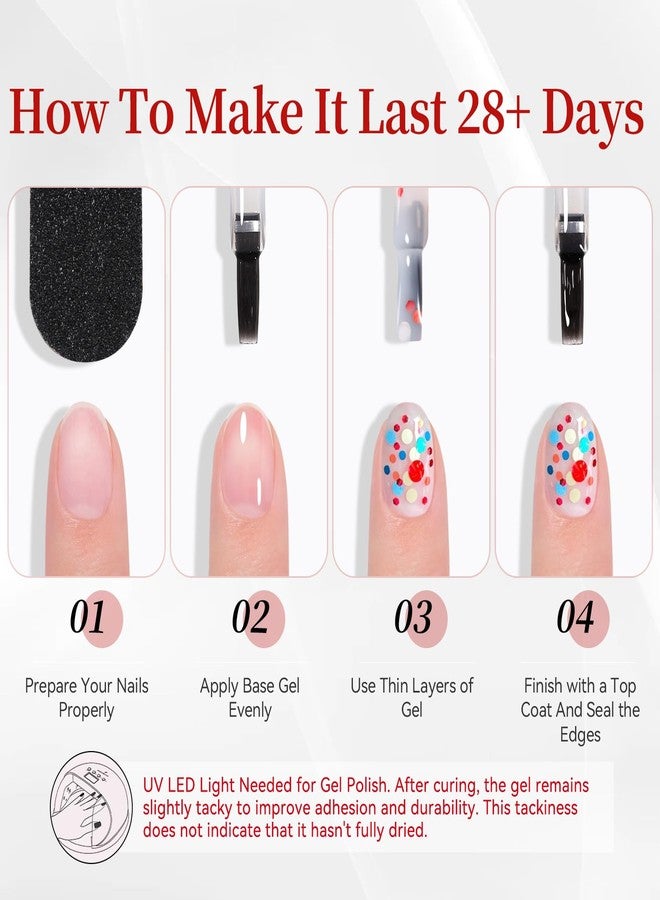 Born Pretty Jelly Milky White Glitter Gel Polish Colorful Polka Dot Sequins - Image 5