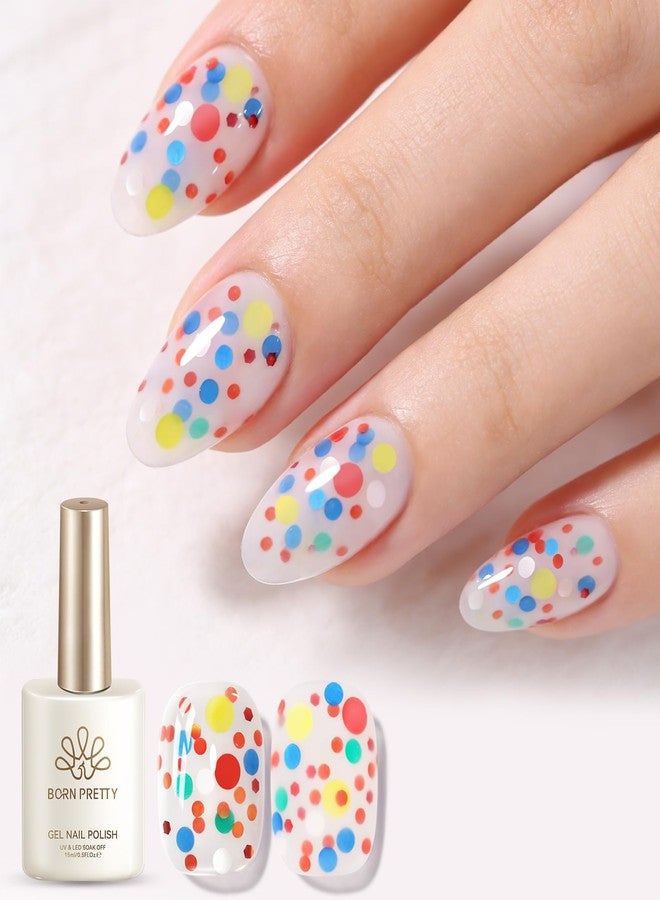 Born Pretty Jelly Milky White Glitter Gel Polish Colorful Polka Dot Sequins - Image 1