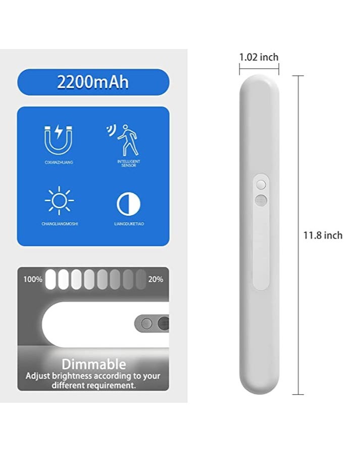Excefore - LED Rechargeable Under Cabinet Lights, Wireless Motion Sensor Closet Lights, Rechargable Light with Stepless Dimming, on Anywhere for Under Cabinet, Hallway, Stairway and More  (12") - Image 1