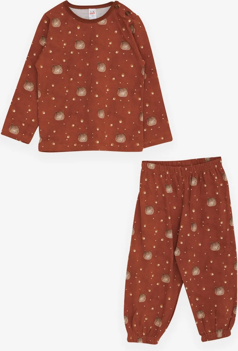 Breeze Baby Boy Pajama Set, Teddy Bear Patterned, 9 Months-3 Years, Brown
