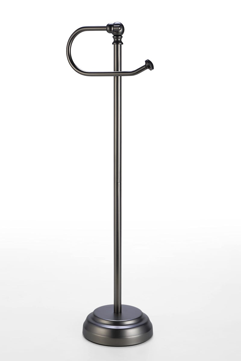 SunnyPoint Classic Bathroom Free Standing Toilet Tissue Paper Roll Holder Stand (Black Nickel) - Image 4