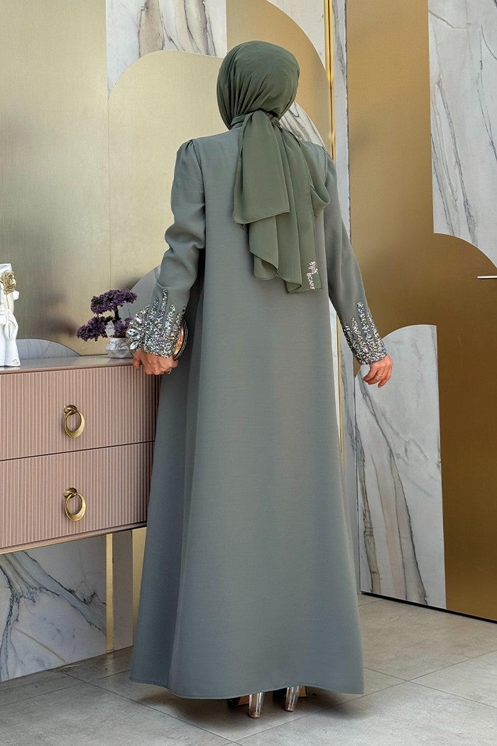 Bym Fashion Stone Embroidery Detailed Vest Dress Set 3838 Mint  - Image 2