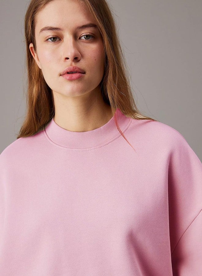 KOTTY Women's Fleece Sweatshirt Solid Pattern with Classic Round Neck(Pink,XL) - Image 3