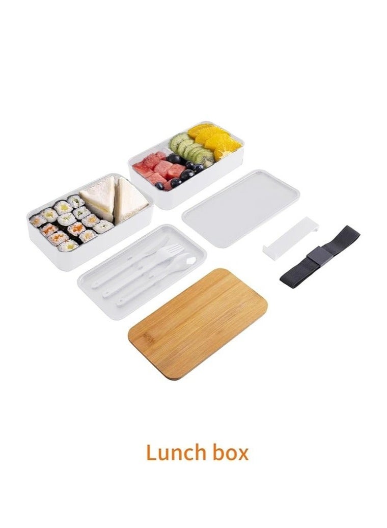 2- Layer Leakproof Bento Box-Large Lunch Box with Compartments und Cutlery Set-Food Picks for Lunch Box Containers for Adults-Microwave Food SafeBento Boxes - Image 2